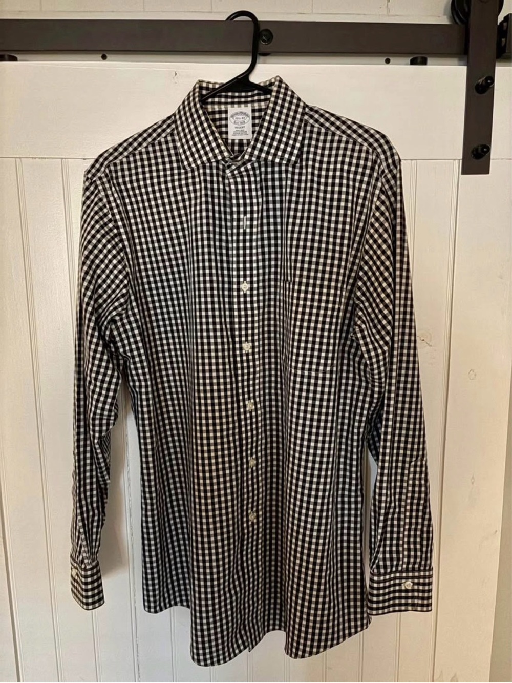 Brooks Brothers Black and White Gingham Dress Shirt